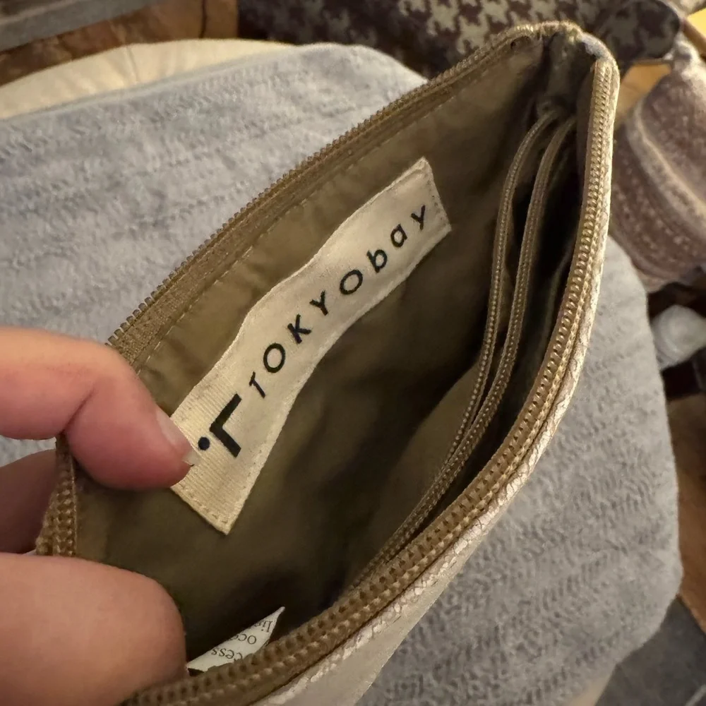 NWT TOKYOBAY Gold and Red Canvas Pouch